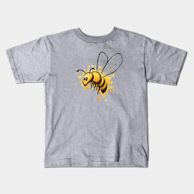 Casual Watercolor Wildlife Illustration | Cute Little Honey Bee Kids T-Shirt by SkizzenMonster